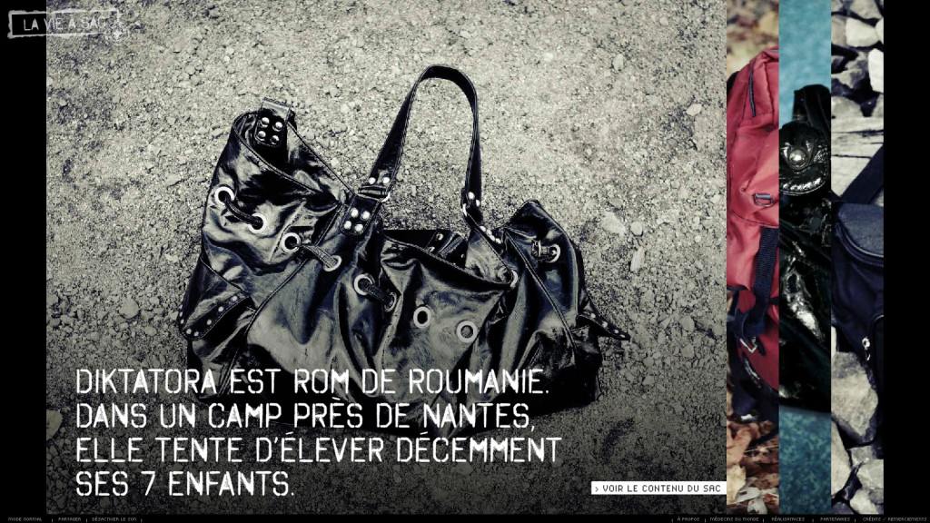 Le sac de Diktatora, roumaine dans un camp nantais. On peut distinguer à droite un morceau des autres sacs.